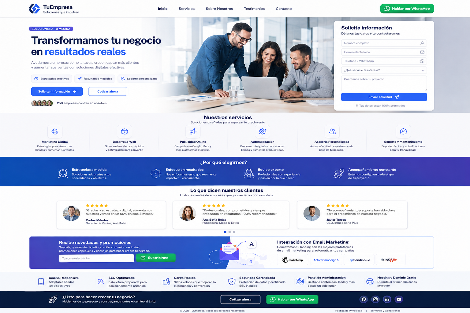 Landing de Captación de Leads Profesional