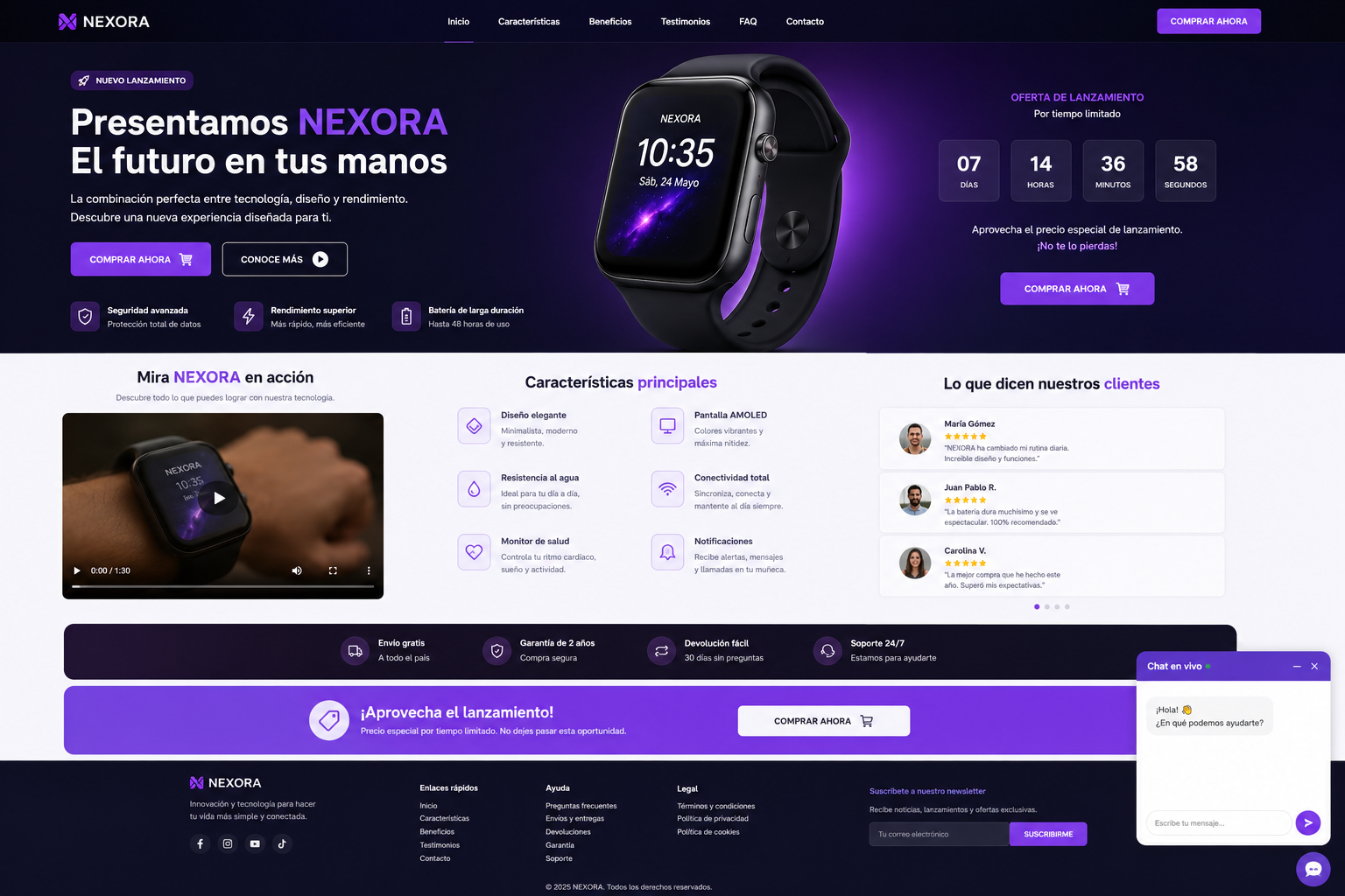 Landing de Producto / Lanzamiento Profesional