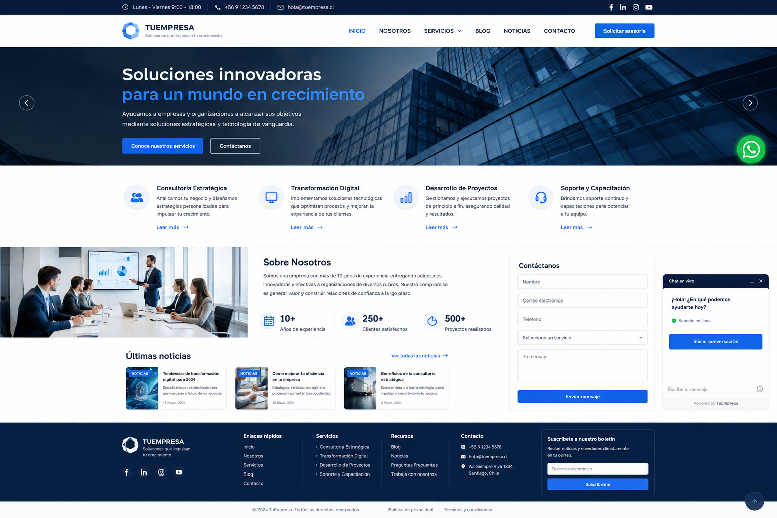 Landing Corporativa / Institucional Profesional
