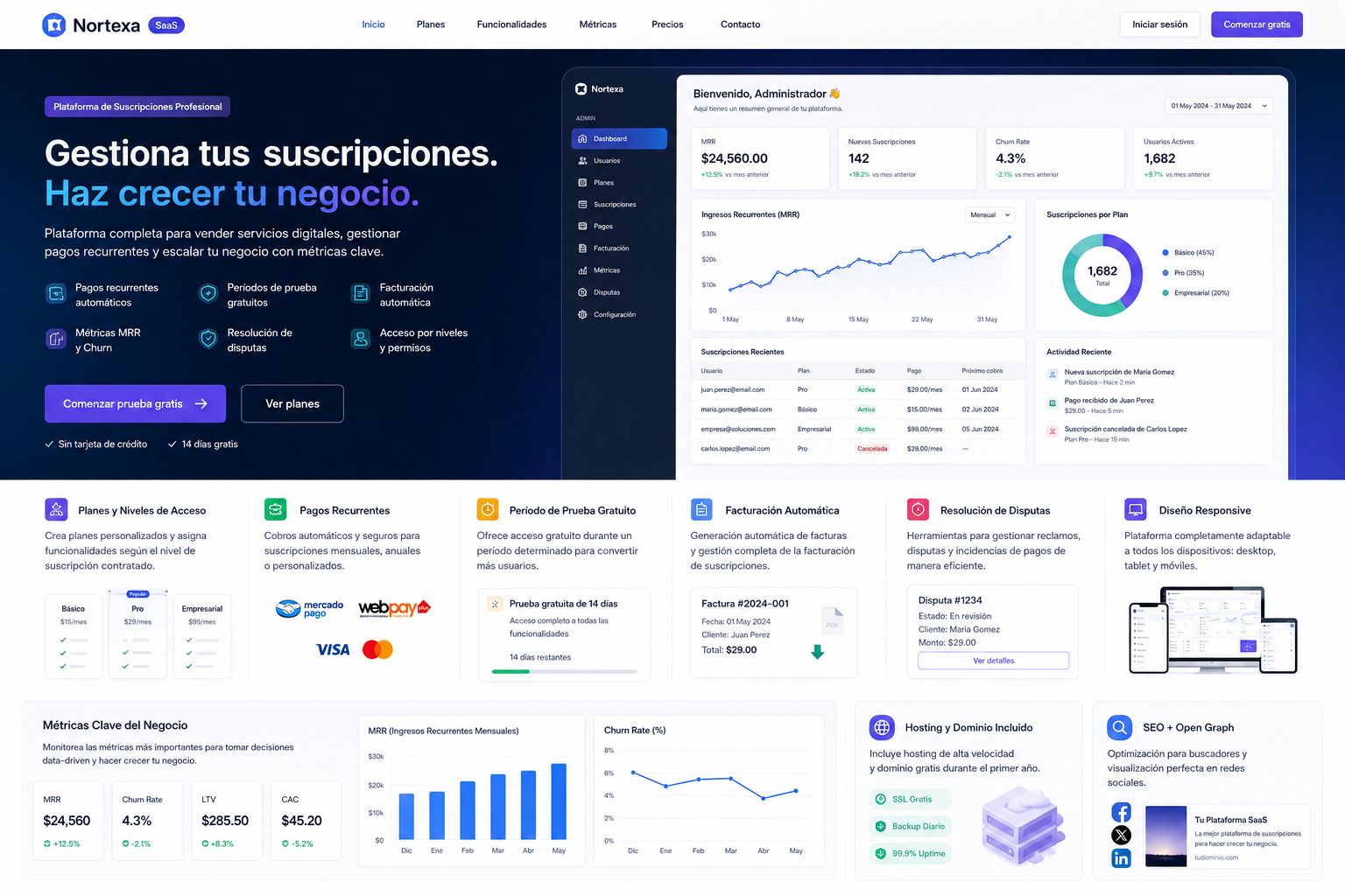Tienda de Suscripciones / SaaS Profesional